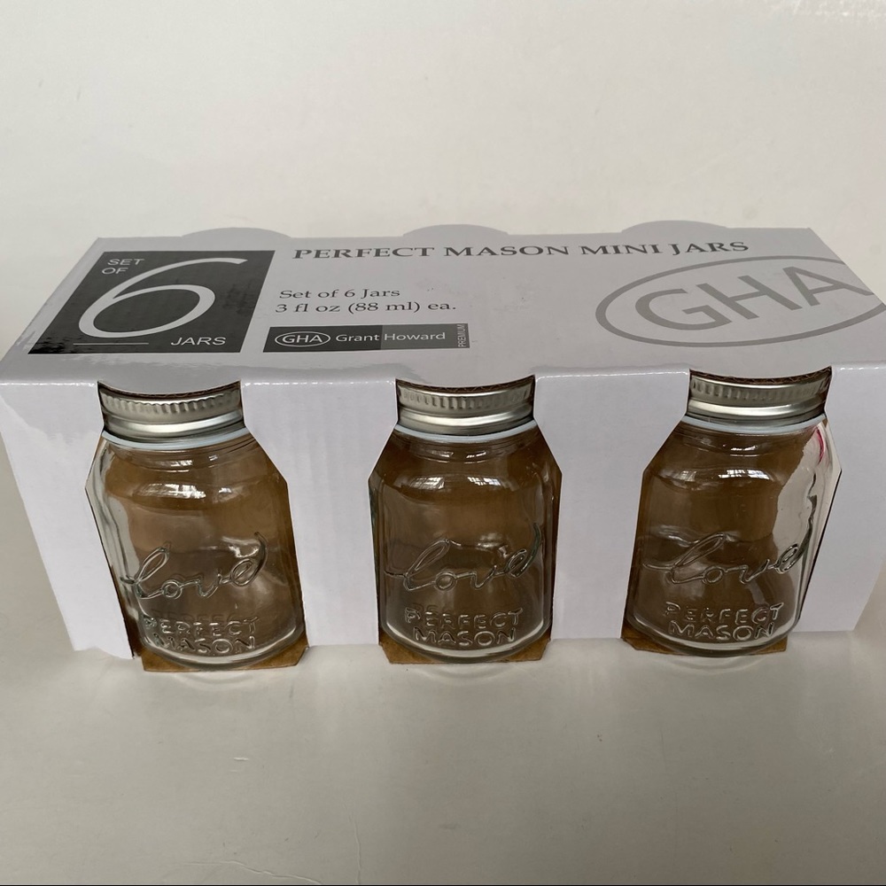 Grant Howard Set Of 6 Mini Mason Jars New